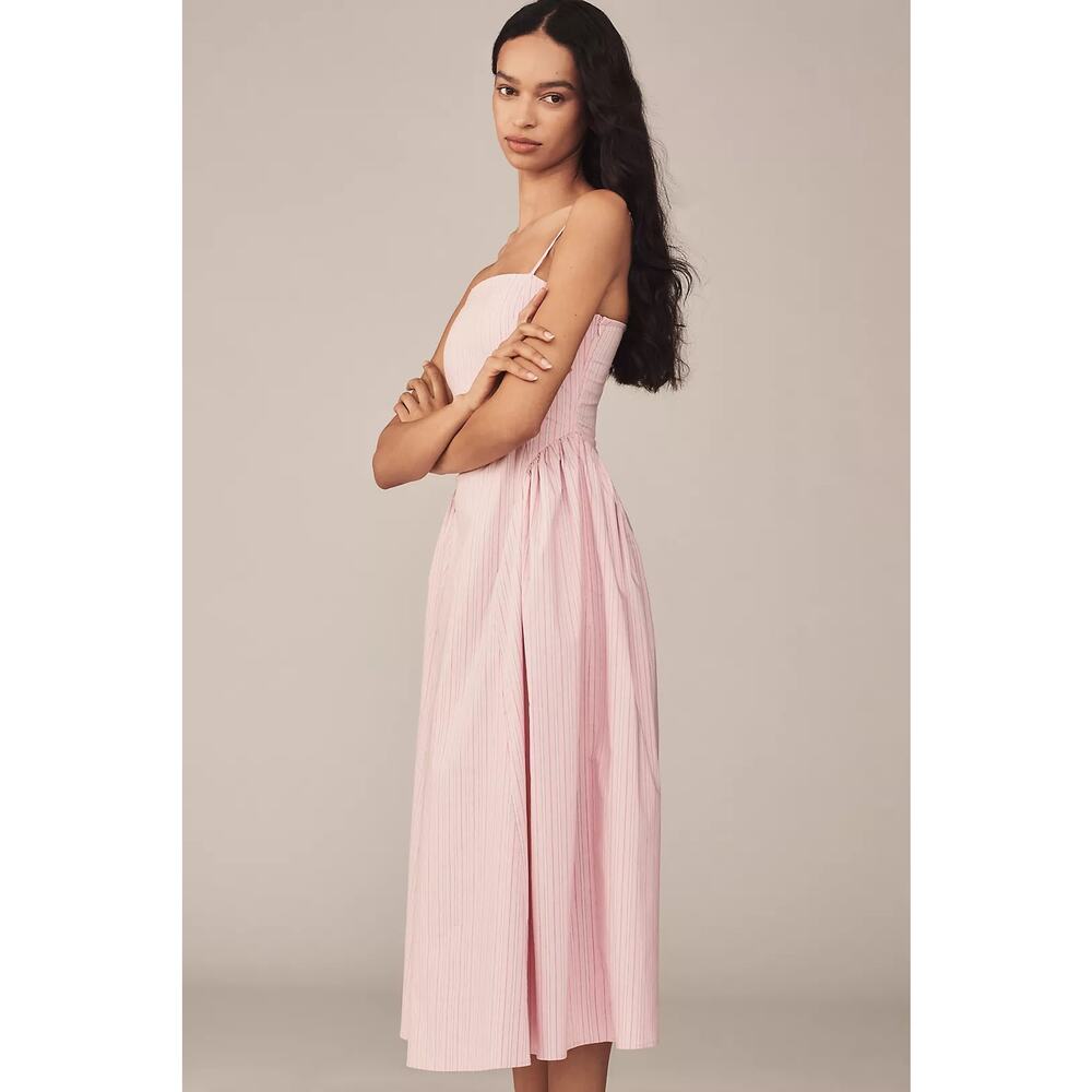 NWT Anthropologie Maeve Sleeveless Fitted A-Line Midi Dress $168 LARGE Pink - Picture 3 of 5